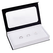 Cardboard Boxes, with PVC Clear Window, Jewelry Box, with Magnetic, Rectangle, White, 15x28.2x3.9cm, Inner Size: 14.2x24.7x1.25cm(CON-WH0087-49A)
