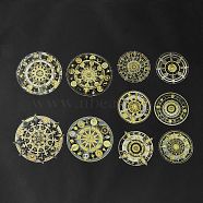 Mandala PET Round Self Adhesive Decorative Stickers, Waterproof Laser Flower Decals for DIY Scrapbooking, Card Making, Yellow, 59~85x59~85x0.2mm(DIY-K069-02B)