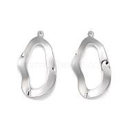 Brass Pendants, Irregular Ring Shape, Real Platinum Plated, 21x11x1.5mm, Hole: 0.8mm(KK-E107-04P)