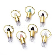 Lipstick Shape Natural Mixed Gemstone Perfume Bottle, with Glass Roller Ball, 304 Stainless Steel Findings and Jump Rings, Golden, 63.5~66x36~38x16mm, Hole: 6.3mm, Capacity: 2ml(0.06 fl. oz)(G-I298-01G)