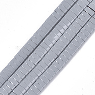 Spray Painted Non-magnetic Synthetic Hematite Multi-Strand Links, Two Hole Carrier Beads, For Tile Elastic Bracelets Making, Rectangle, Light Grey, 2x5x2mm, Hole: 0.6mm, about 170pcs/strand, 15.9 inch(G-T124-05H)