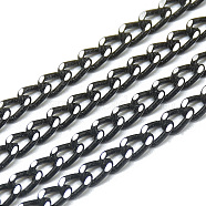 Unwelded Aluminum Curb Chains, Black, 5x3.3x0.9mm, about 100m/bag(CHA-S001-006D)