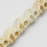 Synthetic Turquoise Beads Strands, Dyed, Skull, Beige, 30x23x29mm, Hole: 1mm, about 40pcs/1000g(TURQ-G113-23x30mm-07)