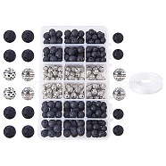 PandaHall Elite 200PCS Natural Lava Rock Beads, 100PCS Alloy Beads for  Bracelet Makings, with 0.8mm Strong Stretchy Beading Elastic Wire, 10m/roll, 8~10mm, Hole: 1~2mm(DIY-PH0014-01)