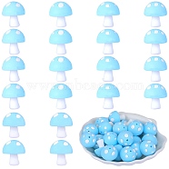 20Pcs Mushroom Silicone Focal Beads, Chewing Toy Accessoies for Teethers, DIY Nursing Necklaces Making, Light Cyan, 18mm, Hole: 2mm(JX901I)