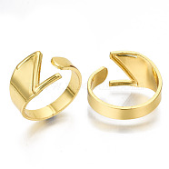 (Jewelry Parties Factory Sale)Alloy Cuff Finger Rings, Cadmium Free & Nickel Free & Lead Free, Alphabet, Golden, Letter.Z, US Size 8(18.1mm)(RJEW-S038-195Z-G-NR)