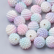 Imitation Pearl Acrylic Beads, Berry Beads, Combined Beads, Rainbow Gradient Mermaid Pearl Beads, Round, Pink, 10mm, Hole: 1mm, about 200pcs/bag(OACR-T004-10mm-11)