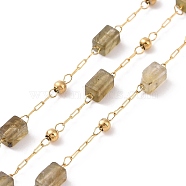Natural Labradorite Rectangle Beaded Chains, with Golden 304 Stainless Steel Findings, Unwelded, 4~4.5x2~2.5x2~2.5mm, about 3.28 Feet(1m)/Box(AJEW-SZ0002-42H)
