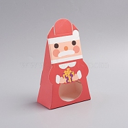 Christmas Cardboard Paper Boxes, with Clear Window, Candy Bags, for Xmas Party Favors, Father Christmas/Santa Claus, Red, 5.5x10.3x16.9cm(X-CON-G008-B04)