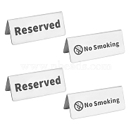 Unicraftale 201 Stainless Steel No Smoking Sign Plate, Stainless Steel Color, 12x5x4.5cm, 2 styles, 1pc/style, 2pcs/set(STAS-UN0016-97P)