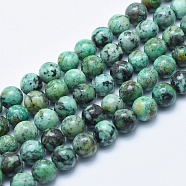 Natural African Turquoise(Jasper) Beads Strands, Round, 10~10.5mm, Hole: 1mm, about 37pcs/strand, 15.5 inch(G-E444-47-10mm)
