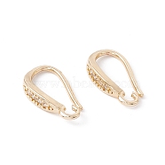Brass Micro Pave Clear Cubic Zirconia Ear Hooks, with Horizontal Loops, Cadmium Free & Lead Free, Golden, 14x9x3mm, Hole: 1.6mm, 18 Gauge, Pin: 1mm(ZIRC-P100-05G-02)