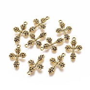 Tibetan Style Alloy Pendants, Cross, Antique Golden, Lead Free and Cadmium Free, 25x16x2mm, Hole: 2mm(X-GLF0175Y)