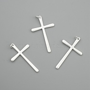 Brass Cross Pendants, Silver Color Plated, 52x29mm(KK-BB11605)