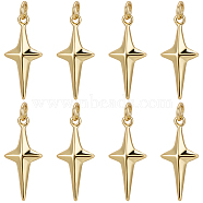 10Pcs Brass Pendants, with Jump Rings, Nickel Free, Star, Real 18K Gold Plated, 23x10.5x4mm, Hole: 3mm(ZIRC-BBC0002-29)