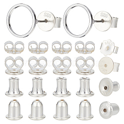 4 Pair 4 Style 925 Sterling Silver Bullet Ear Nuts, Friction Ear Nuts, Silver, 4.2~6x5~6mm, Hole: 0.7~0.8mm, 1 Pair/style(STER-DR0001-01)