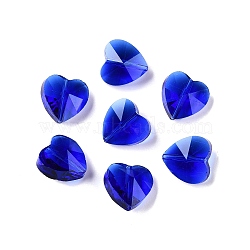 Transparent Glass Beads, Faceted, Heart, Blue, 14x14x8.5mm, Hole: 1mm(GLAA-Q066-14mm-A18)