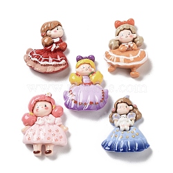 Opaque Resin Decoden Cabochons, Cute Princess, Mixed Color, 32~32.5x23.5~24.5x7~8mm(RESI-K035-09)