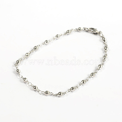 304 Stainless Steel Bracelets, Round Link Bracelets, with Lobster Claw Clasps, Stainless Steel Color, 200x3mm(7.87 inch)(X-BJEW-D418-06)