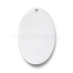 304 Stainless Steel Pendants, Manual Polishing, Stamping Blank Tag, Laser Cut, Oval, Stainless Steel Color, 23.5x14.3x0.8mm, Hole: 1.2mm(STAS-L238-104-P)
