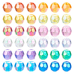 Pandahall 1080Pcs 12 Style Transparent Acrylic Beads, AB Color Plated, Faceted, Round, Mixed Color, 6x6mm, Hole: 1~1.5mm, about 90pcs/style(PACR-TA0001-11)