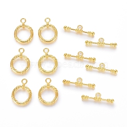Alloy Toggle Clasps, Ring, Golden, Ring: 28x21x4mm, Hole: 3.5mm, Bar: 9x34x4mm, Hole: 3.5mm(TIBE-L003-025G)