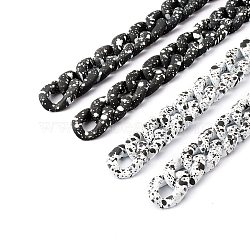 Handmade Curb Chain, with Spray Painted CCB Plastic Linking Rings, for Purse Strap Handbag Link Chains Making, Black & White, Mixed Color, 100cm, 2pcs/set(AJEW-JB01019)