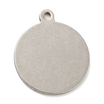 304 Stainless Steel Pendants, Stamping Blank Tag, Flat Round Charm, Stainless Steel Color, 23.5x20x1mm, Hole: 1.8mm
