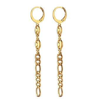 304 Stainless Steel Chain Dangle Leverback Earrings, Long Chain Tassel Drop Earrings for Women, Golden, 65.5mm, Pin: 1x0.7mm
