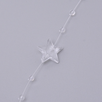 Handmade ABS Plastic Beaded Chains, Star & Round, Clear,13.5x14x3x4mm
