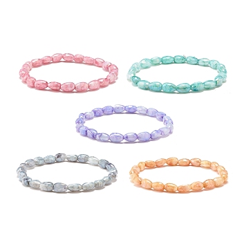 Bling Imitation Gemstone Glass Teardrop Beads Stretch Bracelet for Women, Mixed Color, Inner Diameter: 2-1/8 inch(5.3cm)
