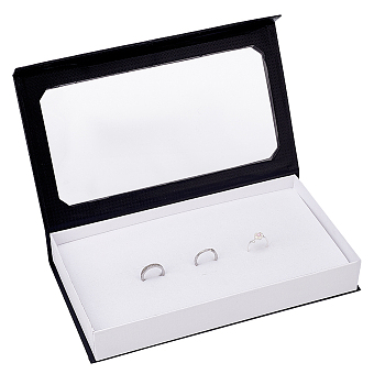 Cardboard Boxes, with PVC Clear Window, Jewelry Box, with Magnetic, Rectangle, White, 15x26.2x3.9cm, Inner Size: 14.2x24.7x1.25cm