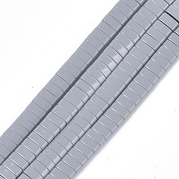 Spray Painted Non-magnetic Synthetic Hematite Multi-Strand Links, Two Hole Carrier Beads, For Tile Elastic Bracelets Making, Rectangle, Light Grey, 2x5x2mm, Hole: 0.6mm, about 170pcs/strand, 15.9 inch