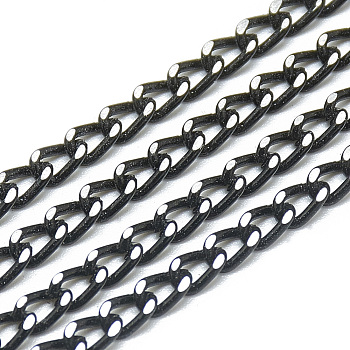 Unwelded Aluminum Curb Chains, Black, 5x3.3x0.9mm, about 100m/bag