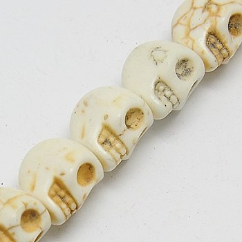 Synthetic Turquoise Beads Strands, Dyed, Skull, Beige, 30x23x29mm, Hole: 1mm, about 40pcs/1000g