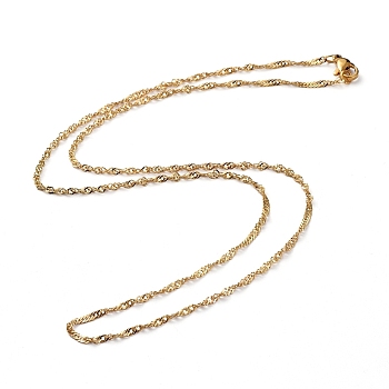 304 Stainless Steel Singapore Chain Necklaces, Water Wave Chain Necklaces, with Lobster Claw Clasps, Golden, 19.88 inch(50.5cm)