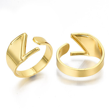 (Jewelry Parties Factory Sale)Alloy Cuff Finger Rings, Cadmium Free & Nickel Free & Lead Free, Alphabet, Golden, Letter.Z, US Size 8(18.1mm)