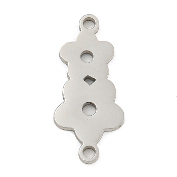 Non-Tarnish 304 Stainless Steel Connector Charms, Laser Cut, Double Flower Links, Stainless Steel Color, 17x8x1mm, Hole: 1.2mm