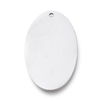 304 Stainless Steel Pendants, Manual Polishing, Stamping Blank Tag, Laser Cut, Oval, Stainless Steel Color, 23.5x14.3x0.8mm, Hole: 1.2mm