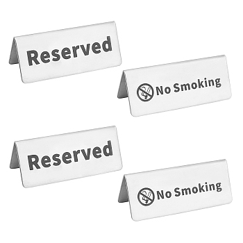 Unicraftale 201 Stainless Steel No Smoking Sign Plate, Stainless Steel Color, 12x5x4.5cm, 2 styles, 1pc/style, 2pcs/set