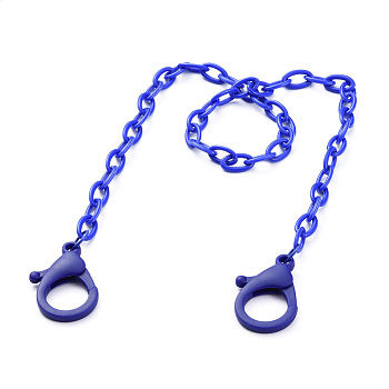Personalized ABS Plastic Cable Chain Necklaces, Handbag Chains, with Lobster Claw Clasps, Blue, 18.97 inch(48.2cm)