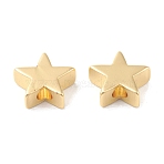 Rack Plating Brass Beads, Cadmium Free & Lead Free, Long-Lasting Plated, Star, Real 18K Gold Plated, 8x8.5x3.5mm, Hole: 1.8mm(KK-G452-30G)