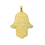 304 Stainless Steel Pendants, Laser Cut, Hamsa Hand with Star of David Charm, Real 18K Gold Plated, 37.5x27.5x1.5mm, Hole: 5x3.5mm(STAS-Z069-02G)
