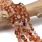 Natural Red Agate Beads Strands, Star Cut Round Beads, Faceted, Dyed & Heated, 5~6x5~6x5~6mm, Hole: 1~1.2mm, about 64~68pcs/strand, 14.80''~15.04''(37.6~38.2cm)(G-Z119-A02-01)