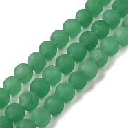 Natural Dyed White Jade Beads Strands, Frosted, Round, Medium Sea Green, 8~8.5mm, Hole: 1mm, about 47~48pcs/strand, 14.69''~14.96''(37.3~38cm)(G-M402-B01-03)