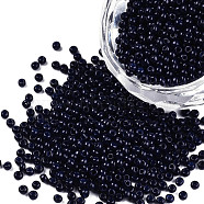 11/0 Grade A Baking Paint Glass Seed Beads, Round, Dark Blue, 2.3x1.5mm, Hole: 1mm, about 5300pcs/50g(X-SEED-N001-A-1064)