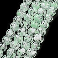 Baking Painted Transparent Glass Bead Strands, Round, Dark Sea Green, 8mm, Hole: 1.2mm, about 102pcs/strand, 30.24''(76.8cm)(DGLA-R053-02A)