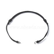 Adjustable Eco-Friendly Korean Waxed Polyester Cord Bracelet Making, with 304 Stainless Steel Open Jump Rings, Fit for Connector Charms, Black, 5-1/8~9-1/4 inch(132~235mm), Hole: 3mm(AJEW-JB01195-03)