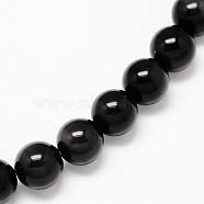 Grade AA Natural Obsidian Round Beads Strands, 6mm, Hole: 1mm, about 65pcs/strand, 15.7 inch(X-G-L275-03-6mm)