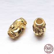Real 18K Gold Plated Oval 925 Sterling Silver Beads, Golden, 8x5mm, Hole: 2.2mm, about 67pcs/20g(STER-M101-08-8x5mm)